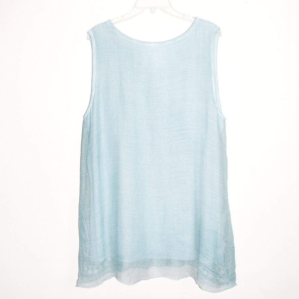 Soft Surroundings Silk Romance Top Light Blue - Picture 3 of 5